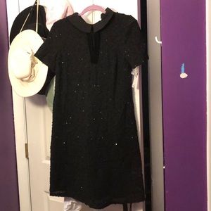 Elle black Peter Pan collar sparkly dress S